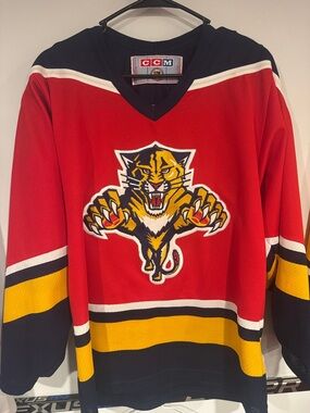 CCM Red, Yellow & Navy Florida Panthers Hockey Jersey